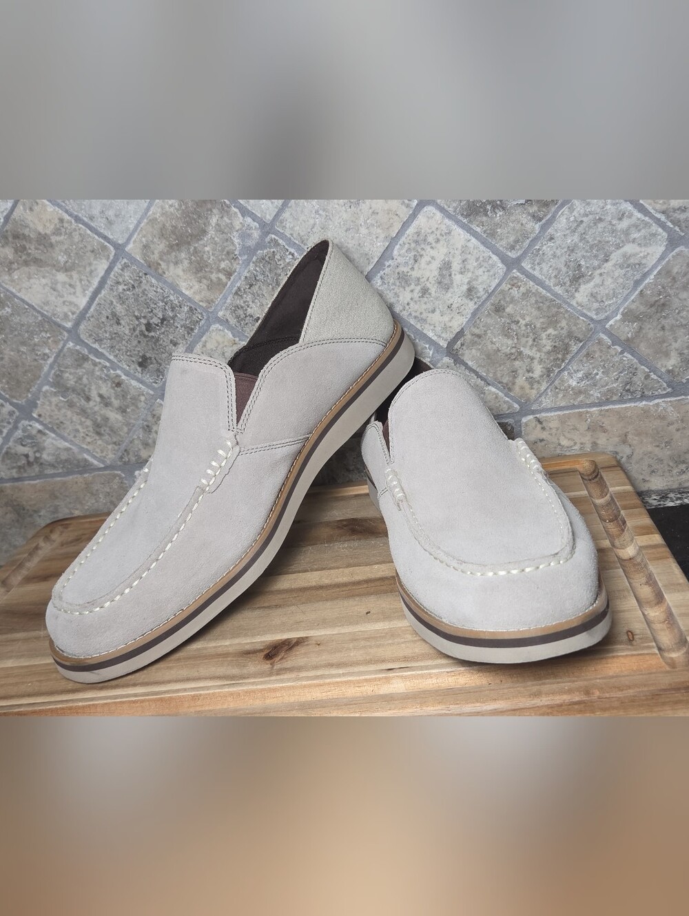 Mens Rockport Tucker Venitian Crush Back Loafer Rocksand SIZE 11.5 M